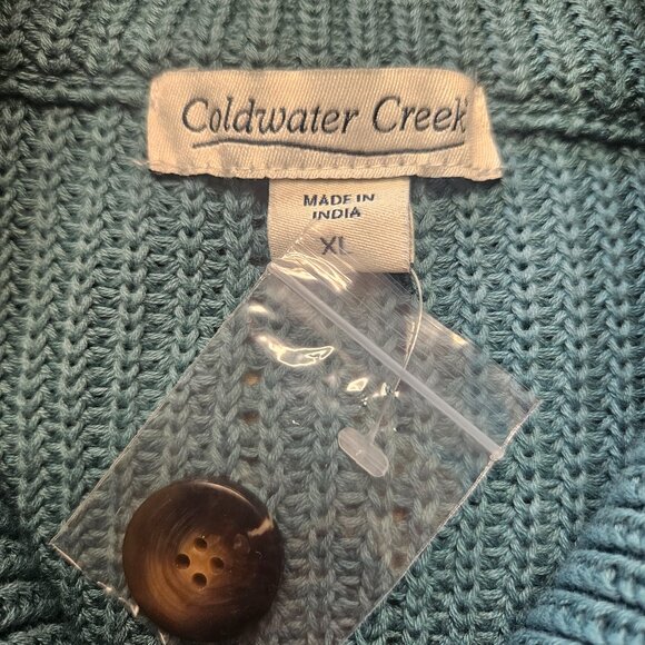 NEW Coldwater Creek Shaker Detail Button Cardigan Women's SZ X-Large Sea Foam - Picture 5 of 14